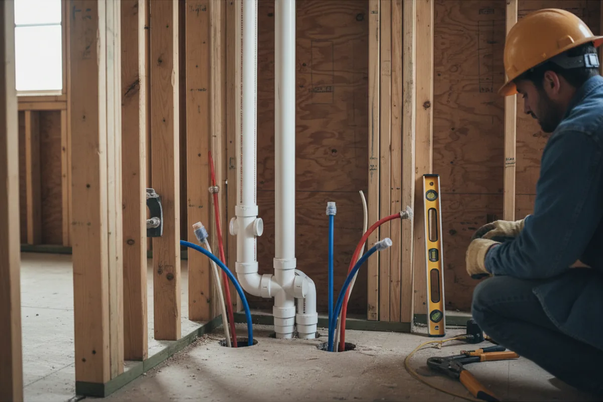 Drain and supply rough-in during Leak Detection in Pompton Plains