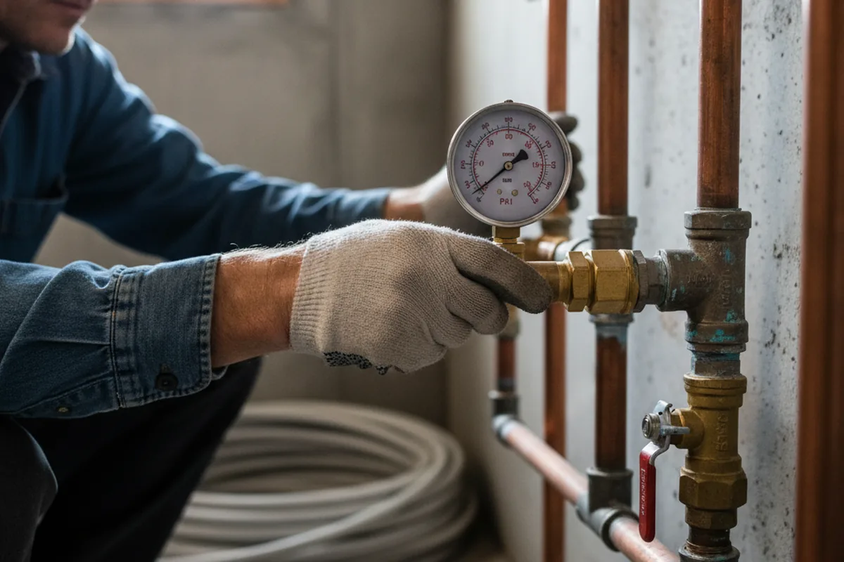 Pressure testing a repaired line during Water Line Repair in Pompton Plains